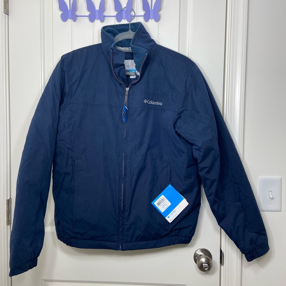 NEW Columbia men’s navy blue‎ northern voyage parka fleece lined zip coat jacket